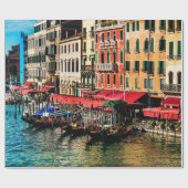 Prachtig uitzicht van de waterstraat en oude gebou cadeaupapier (Vlak)