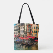 Prachtig uitzicht van de waterstraat en oude gebou tote bag (Achterkant)