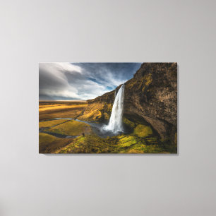 Prachtig Uitzicht van het landschap van Seljalands Canvas Afdruk
