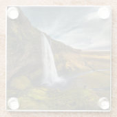 Prachtig Uitzicht van het landschap van Seljalands Glazen Onderzetter (Achterkant)