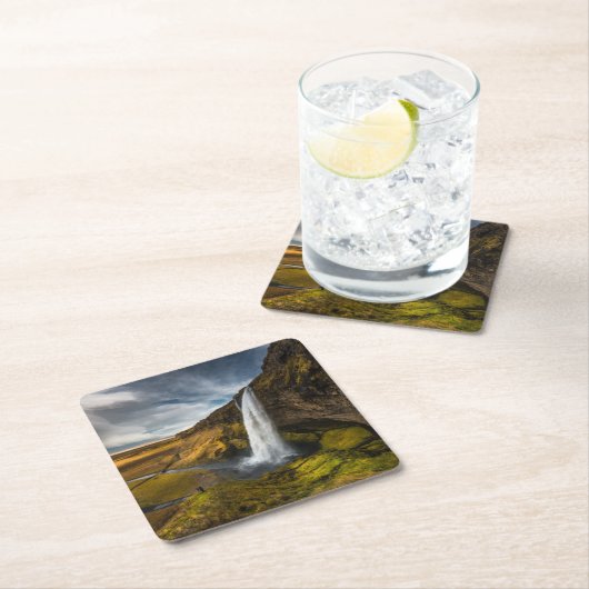 Prachtig Uitzicht van het landschap van Seljalands Kartonnen Onderzetters (Insitu)