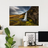 Prachtig Uitzicht van het landschap van Seljalands Poster (Thuiskantoor)