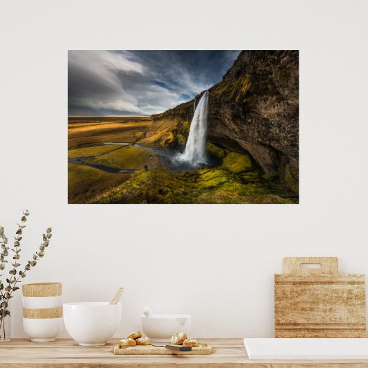 Prachtig Uitzicht van het landschap van Seljalands Poster (Keuken)