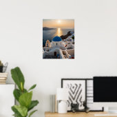 Prachtig uitzicht van Santorini Poster (Thuiskantoor)