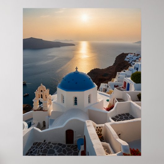 Prachtig uitzicht van Santorini Poster (Voorkant)
