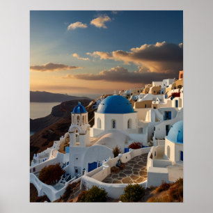 Prachtig uitzicht van Santorini Poster