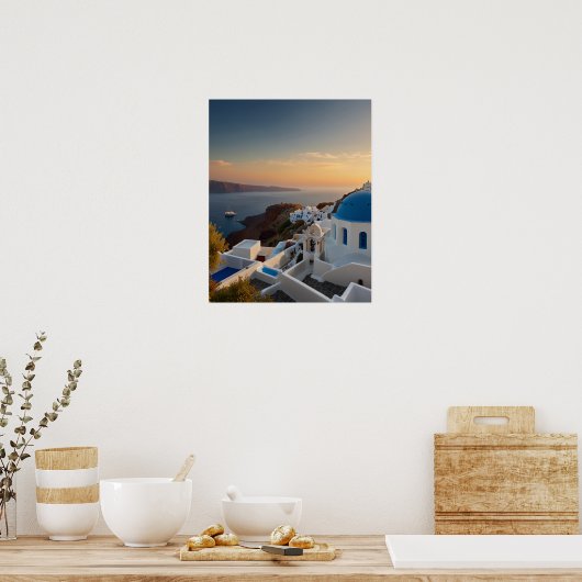 Prachtig uitzicht van Santorini Poster (Keuken)