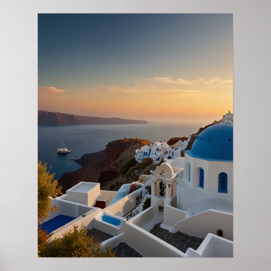 Prachtig uitzicht van Santorini Poster (Voorkant)