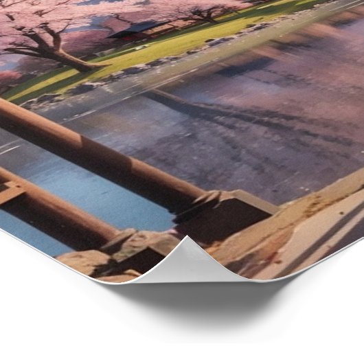 Prachtig van Sunset Japanse Sakura Tree Poster (Hoek)