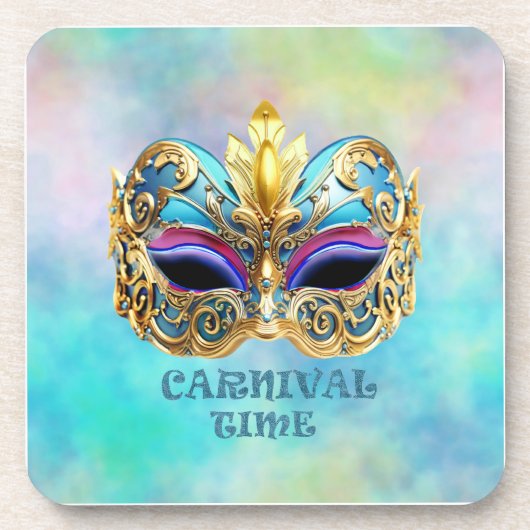 Prachtig Venetiaans masker op een gekleurde achter Bier Onderzetter (Voorkant)