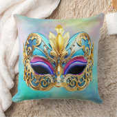Prachtig Venetiaans masker op een gekleurde achter Kussen (Deken)