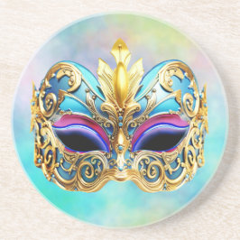 Prachtig Venetiaans masker op een gekleurde achter Zandsteen Onderzetter