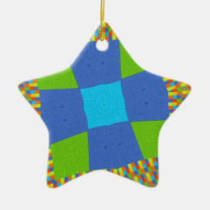 Prachtig Verbazingwekkend Groen Blauw Cyaan Art Pr Keramisch Ornament