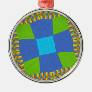 Prachtig Verbazingwekkend Groen Blauw Cyaan Art Pr Metalen Ornament