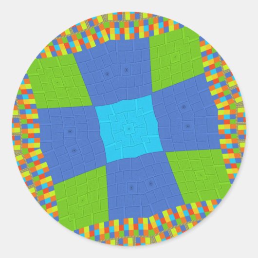 Prachtig Verbazingwekkend Groen Blauw Cyaan Art Pr Ronde Sticker (Voorkant)