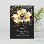 Prachtig Verjaardagsfeest Bloemen beige goud zwart Kaart (Staand voorkant)