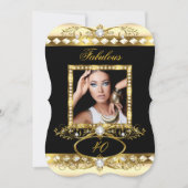Prachtig verjaardagsfeest Crème Parel Goud Foto Kaart (Voorkant)