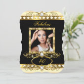 Prachtig verjaardagsfeest Crème Parel Goud Foto Kaart (Staand voorkant)