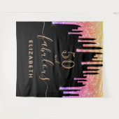 Prachtig verjaardagsfeest glinsterend zwart fonkel wandkleed (Voorkant (horizontaal))