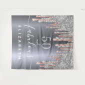 Prachtig verjaardagsfeest glitter zilver roze goud wandkleed (Voorkant (horizontaal))