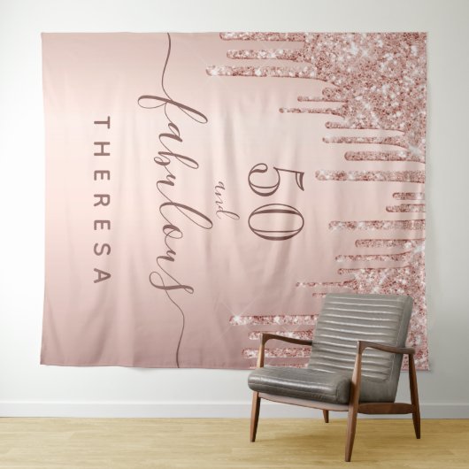 Prachtig verjaardagsfeest glitters rose goud glans wandkleed (In Situ (horizontaal))