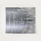 Prachtig verjaardagsfeest glitters zilver glans wandkleed (Voorkant (horizontaal))