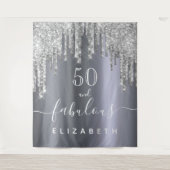 Prachtig verjaardagsfeest glitters zilver glans wandkleed (Voorkant)