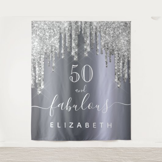 Prachtig verjaardagsfeest glitters zilver glans wandkleed (Voorkant)