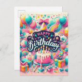 Prachtig verjaardagsfeestje briefkaart (Voorkant / Achterkant)