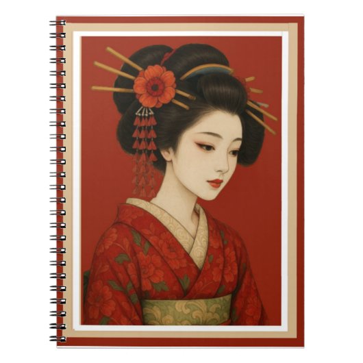 Prachtig versierd Japans Geisha Meisje Notitieboek (Voorkant)