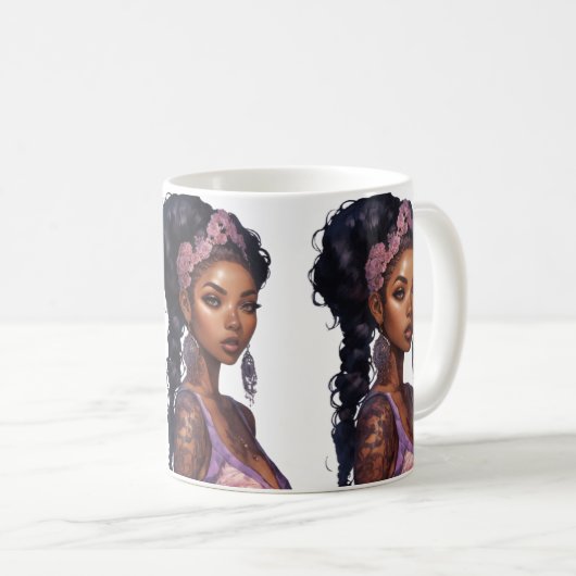 Prachtig versierde vrouw koffiemok (Voorkant rechts)