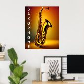 Prachtig vervaardigde saxofoon glinsterende detail poster (Thuiskantoor)
