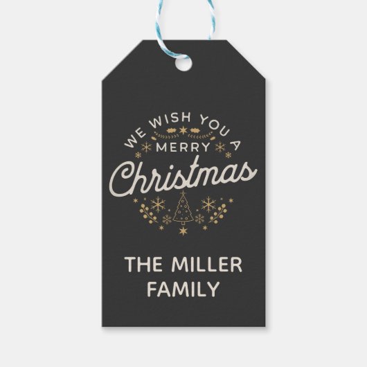 Prachtig vintage kerstontwerp cadeaulabel (Voorkant)