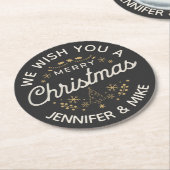 Prachtig vintage kerstontwerp ronde kartonnen onderzetter (Gebogen)