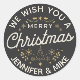 Prachtig vintage kerstontwerp ronde sticker