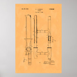 Prachtig vintage trombone octrooi poster