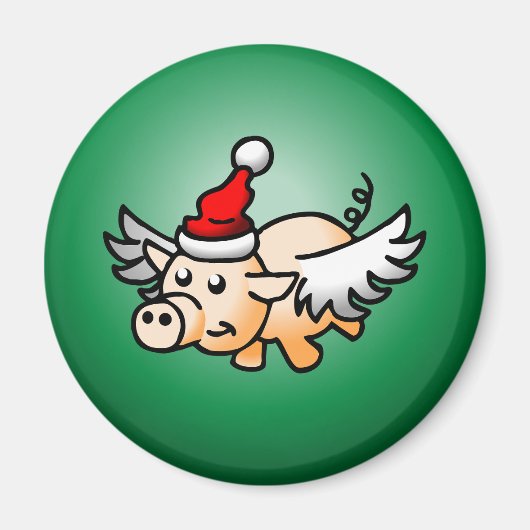 Prachtig Vliegend Kerst Varken Magneet (Voorkant)