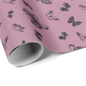 Prachtig vlinderontwerp op Paarse Cadeaupapier (Rol Hoek)