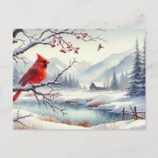 Prachtig vogel- en winterlandschap 11 briefkaart (Voorkant)