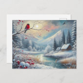 Prachtig vogel- en winterlandschap 12 briefkaart (Voorkant / Achterkant)
