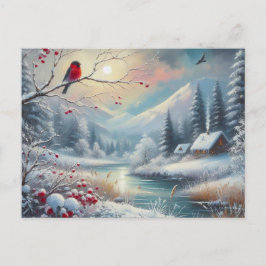Prachtig vogel- en winterlandschap 12 briefkaart