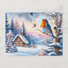Prachtig vogel- en winterlandschap 14 briefkaart