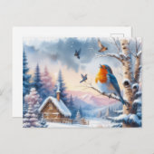 Prachtig vogel- en winterlandschap 15 briefkaart (Voorkant / Achterkant)
