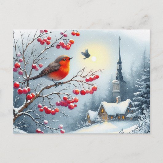 Prachtig vogel- en winterlandschap 16 briefkaart (Voorkant)