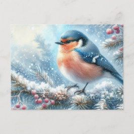 Prachtig vogel- en winterlandschap 2 briefkaart