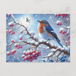 Prachtig vogel- en winterlandschap 3 briefkaart