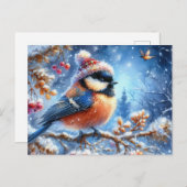 Prachtig vogel- en winterlandschap 4 briefkaart (Voorkant / Achterkant)