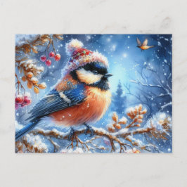 Prachtig vogel- en winterlandschap 4 briefkaart
