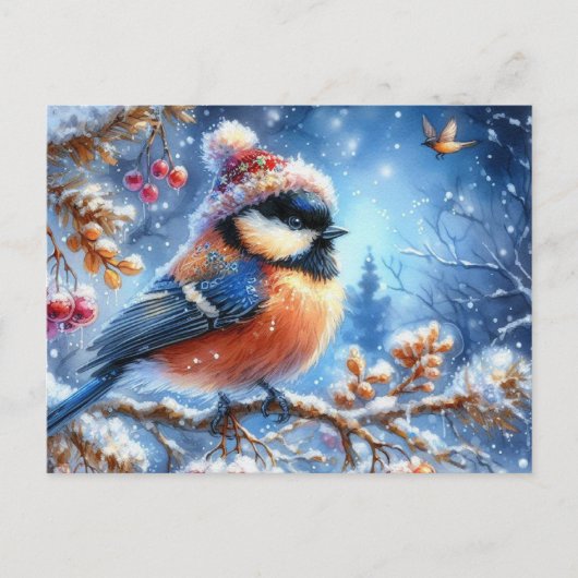 Prachtig vogel- en winterlandschap 4 briefkaart (Voorkant)