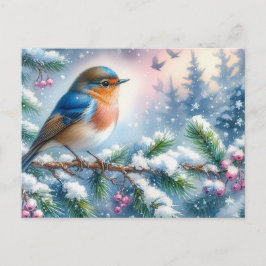 Prachtig vogel- en winterlandschap 5 briefkaart